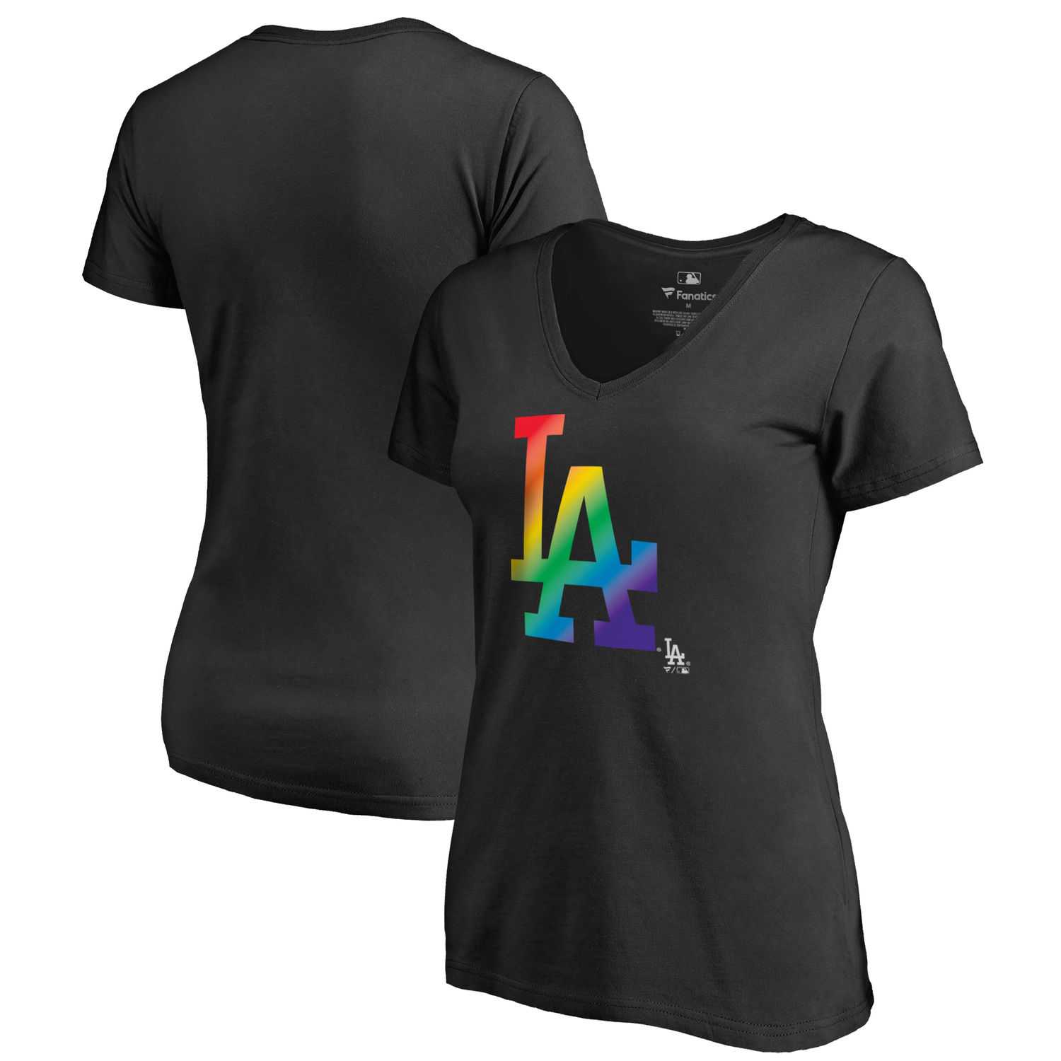 Women Los Angeles Dodgers Fanatics Branded Pride Black T Shirt Fyun